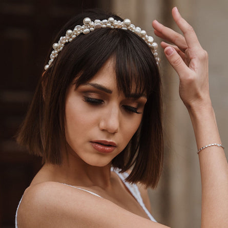 Faith small Pearl bridal headband headpiece