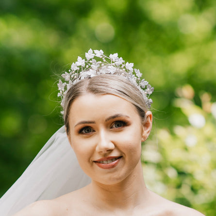 Ivy leaf crystal and pearl crown