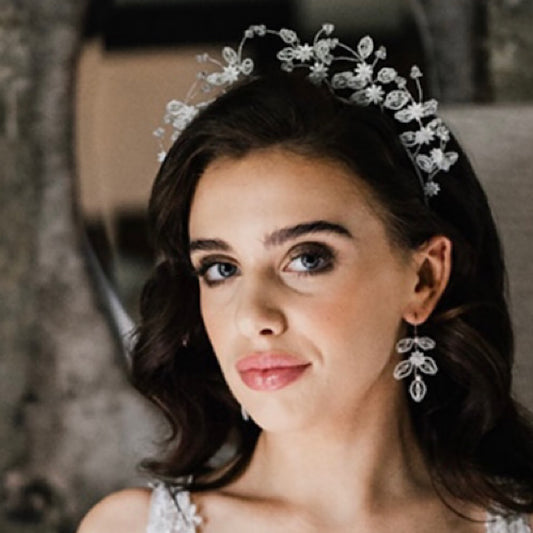 Daisy pearl drop wedding earrings