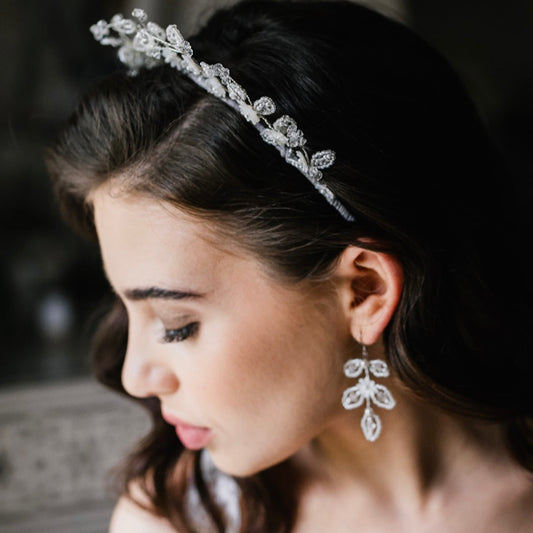 Daisy pearl drop wedding earrings