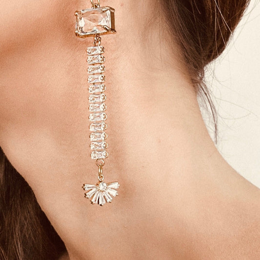 Candice art deco style gold and crystal earrings