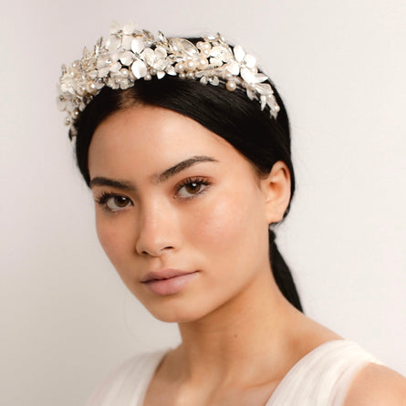 Charisma floral tiara with crystals and pearls