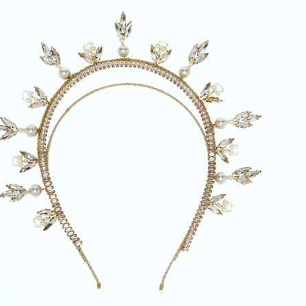 Charm gold and Pearl halo headpiece