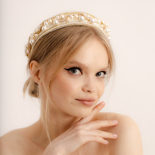 Devoted gold and ivory Pearl headband
