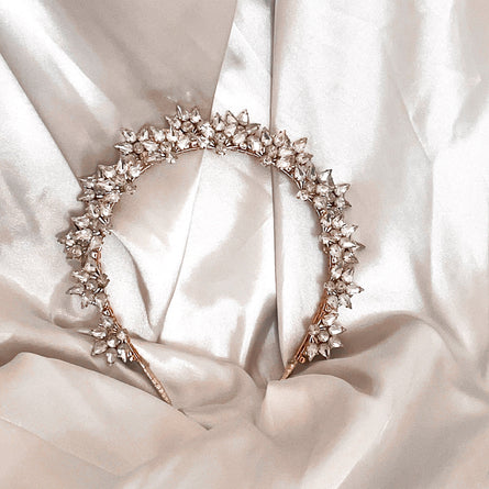 Ethereal wedding headband in silver with crystals