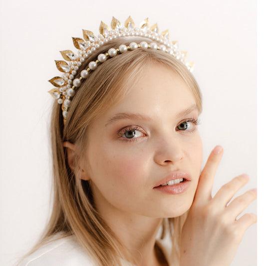 Fearless gold and Pearl halo headband