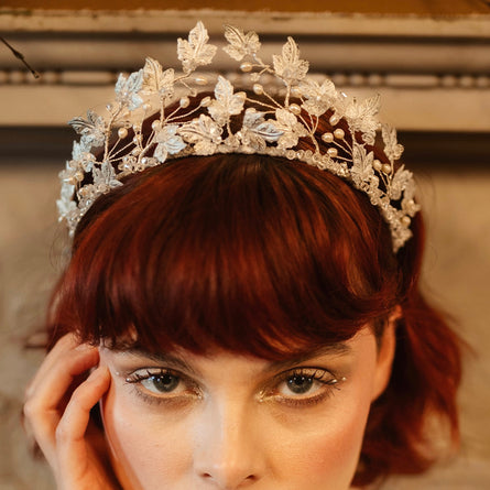 Ivy leaf crystal and pearl crown