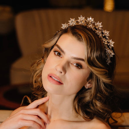 Harlow halo bridal headpiece in gold or silver 