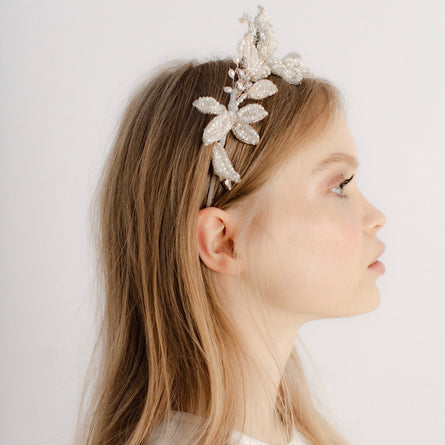 Honesty leaf tiara side view