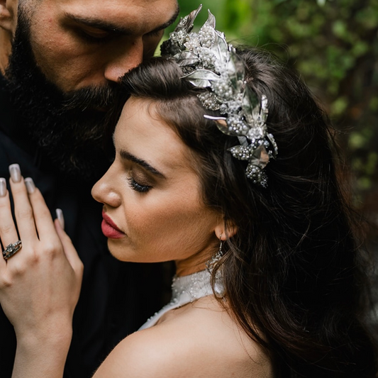 Athena leaf crown with pearls and crystals