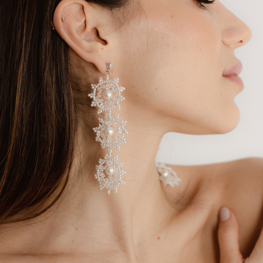 Purity drop pearl boho earrings