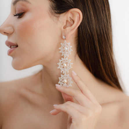 Purity drop pearl boho earrings
