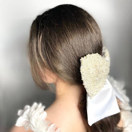 Ivory Pearl bridal bow hair accessory