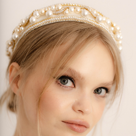 Devoted gold and ivory pearl headband 