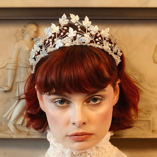 Ivy crystal and Pearl leaf tiara 